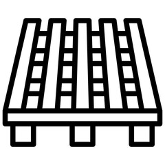 Wooden Pallet icon, Black And White Outline Icon Vector.