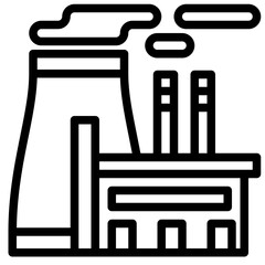 Power Plant icon, Black And White Outline Icon Vector.