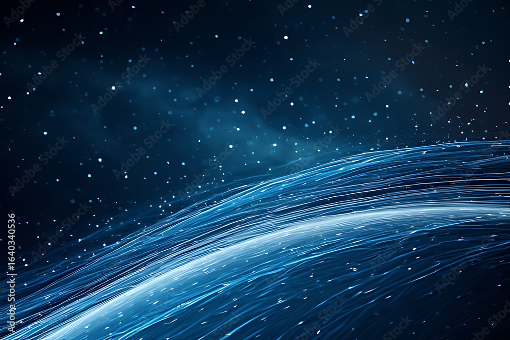 Wall mural blue planet with illuminated horizon appears in deep space, evoking cosmic and infinite sensation, g