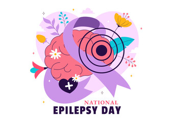 National Epilepsy Awareness Month Vector Illustration Observed Every Year in November Featuring Brain and Mental Health Awareness in a Background