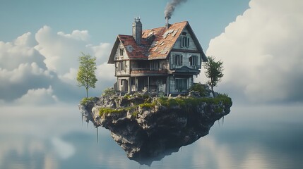 Floating house in the clouds