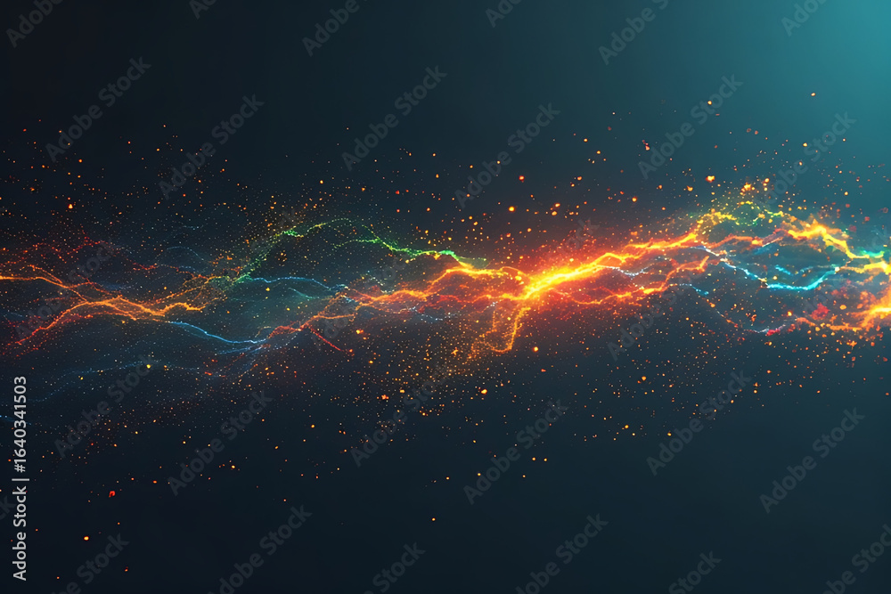 Wall mural rays of energy spread across a dark space, creating a dramatic and visually striking effect, generat