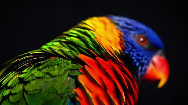 Closeup colorful parrot feather details