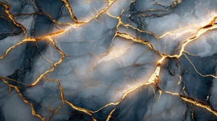 Gold Veined Gray Marble Texture Background