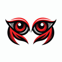 vector image of a logo illustration of two angry red eyes