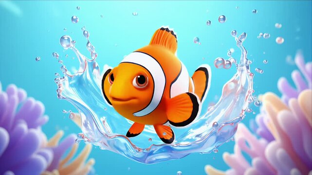 Clownfish splash illustration