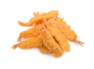 Stack butterfly shrimps on white background 