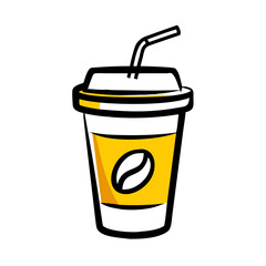 coffee cup with straw hand drawing icon for web and graphic design