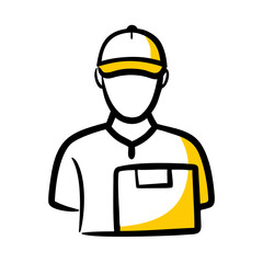 courier man hand drawing icon for web and graphic design