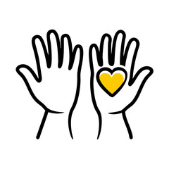 Obraz premium hands raising heart hand drawing icon for web and graphic design