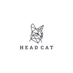Fototapeta premium Head cat logo with a sleek and clever design for modern and friendly branding.