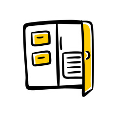 locker open hand drawing icon for web and graphic design