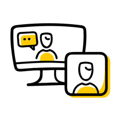 online meeting hand drawing icon for web and graphic design
