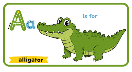 Obraz premium Learn the Alphabet with a Fun Cartoon Alligator Illustration for Early Childhood Education