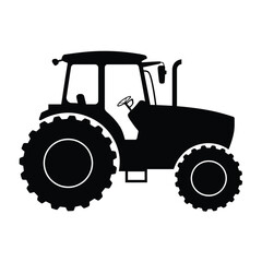 Obraz premium Black silhouette of a modern farm tractor with large wheels