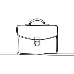 Simple hand drawn line art illustration of a classic briefcase