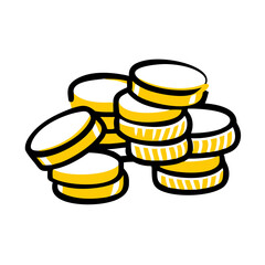stack of coins hand drawing icon for web and graphic design