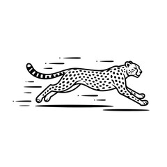 Stylized illustration of a cheetah in full sprint with motion blur effect
