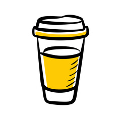 tall coffee cup hand drawing icon for web and graphic design