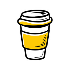 takeaway cup with sleeve hand drawing icon for web and graphic design