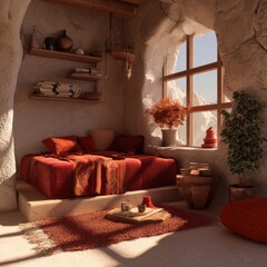 A cozy room design inspired by the culture and climate of its setting -