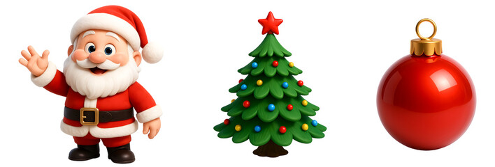 Set of 3D Christmas Elements for Christmas Composition