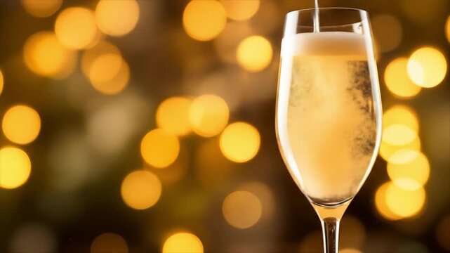 炭酸ドリンクがグラスに注がれる動画