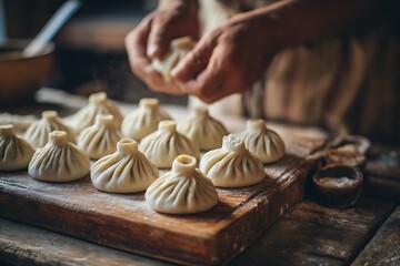 Preparing Traditional Georgian Khinkali Dumplings, Culinary Heritage and Authentic Cuisine