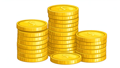 Gold coin stacks with wealth, and finance.