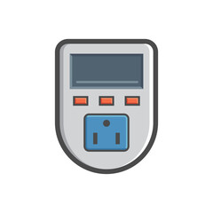 Fototapeta premium Digital timer switch vector icon. Electronic device for presetting and controlling on/off status of electrical switches. Ideal for smart home systems, energy-saving solutions, automation technology.