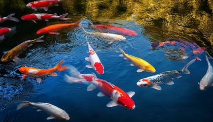 fish swimming in clear pond, top 