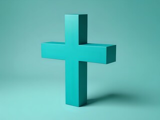 Fototapeta premium Teal Three D Christian Cross