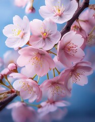 cherry blossoms with soft blue background__ 