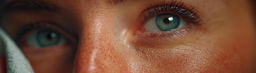 Fototapeta premium Swollen appearance from tissues and look concept. Close-up of a person's eye conveying deep emotions and thoughts.