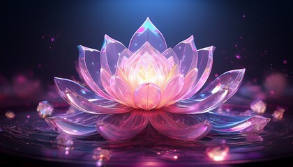 crystal lotus glowing in soft pink light__ 