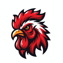 Angry red rooster head logo vector image