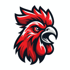 Angry red rooster head logo vector image