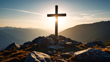 Sunset Cross Mountaintop Landscape.