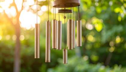 Sunset garden wind chimes.