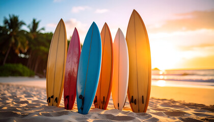 Sunset Surfboards Beach Paradise.