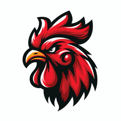 Angry red rooster head logo vector image