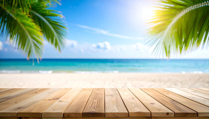 Tropical Beach Wooden Tabletop. (1)