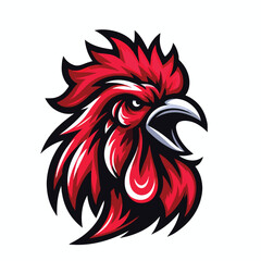 Angry red rooster head logo vector image