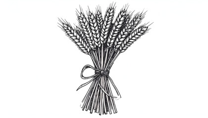 Wheat Sheaf with HandDrawn Illustration.