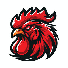 Angry red rooster head logo vector image
