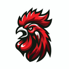Angry red rooster head logo vector image