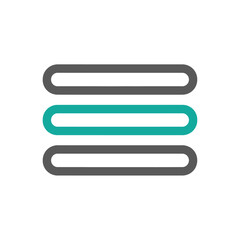 Obraz premium The hamburger menu icon features two gray bars and one teal bar, offering a simple and modern design for user interface navigation on a white background.