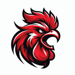 Angry red rooster head logo vector image