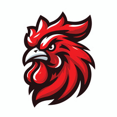 Angry red rooster head logo vector image