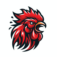 Angry red rooster head logo vector image